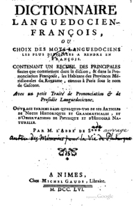 Dictionnaire languedocien-français de l'abbé de Sauvages