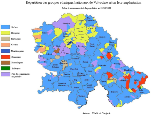 Répartition des groupes ethniques/nationaux de Voïvodine selon leur implantation