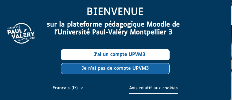 aperçu de l'interface d'authentification pour accéder à Moodle