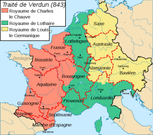 Traité de Verdun : L'Empire Carolingien à son apogée avec sa division de 843